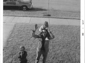 1964 June - Arbor - Dad, John, Zann w car .jpg